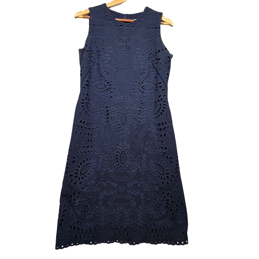 Navy J.McLaughlin Eyelet Overlay Bodycon Dress Size Small